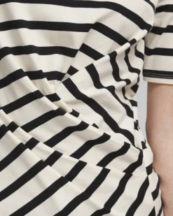 Best Sale Stripe Draped Front Tee Tops
