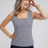 Store Stripe Square Neck Tank Tops