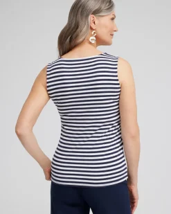 Store Stripe Square Neck Tank Tops