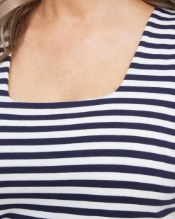 Store Stripe Square Neck Tank Tops