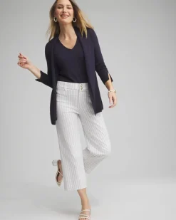Clearance Stripe Trapunto Cropped Pants Pants