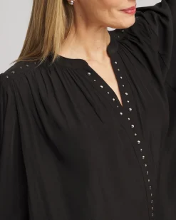 Cheap Stud Trim Top Tops