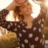 Cheap Studded Polka Dot Blouse Tops