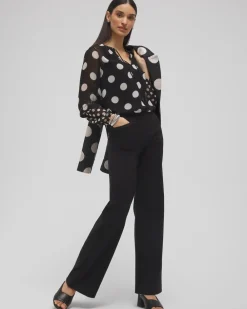 Cheap Studded Polka Dot Blouse Tops
