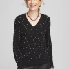 Best Sale Studded V-Neck Pullover Sweater Sweaters