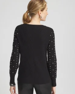 Best Sale Studded V-Neck Pullover Sweater Sweaters