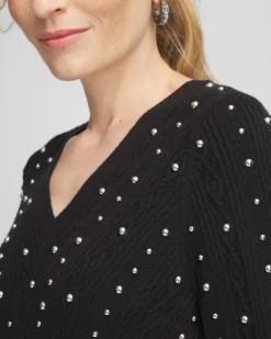 Best Sale Studded V-Neck Pullover Sweater Sweaters
