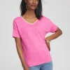 Shop Sweater Trim Linen Tee Tops