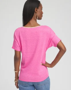 Shop Sweater Trim Linen Tee Tops