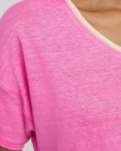 Shop Sweater Trim Linen Tee Tops