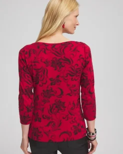 Shop Swirl 3/4 Sleeve Bateau Neck Tee Tops