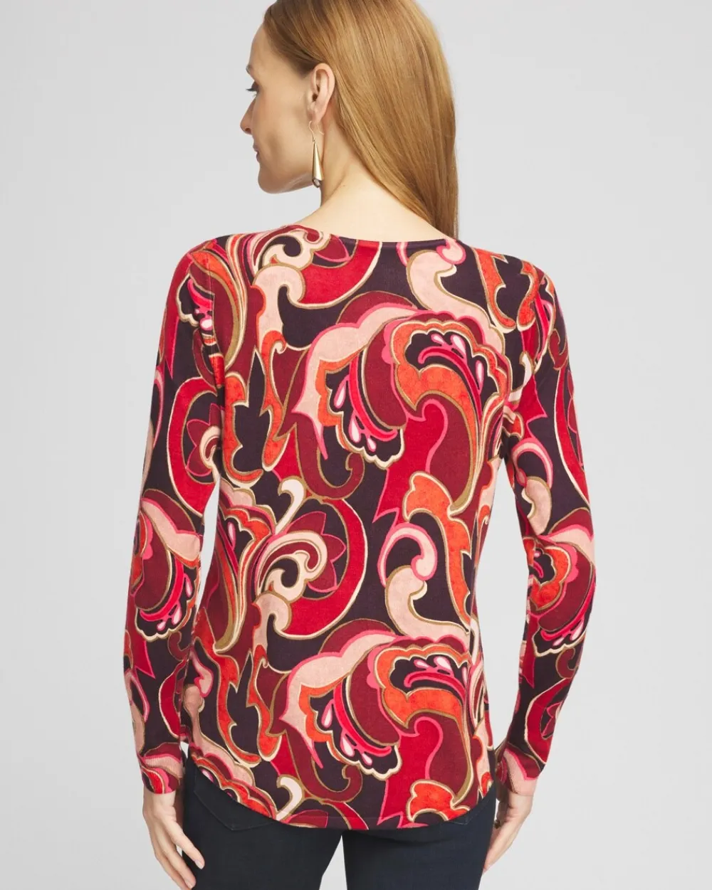 Hot Swirl V-Neck Pullover Sweater Sweaters