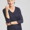 Cheap Textured V-neck Tee Tops