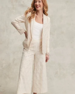 Flash Sale Textured Wide Leg Cropped Pants Pants
