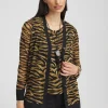 Sale Tiger Print Mesh Cardigan Tops