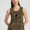 Store Tiger Print Mesh Tank Tops