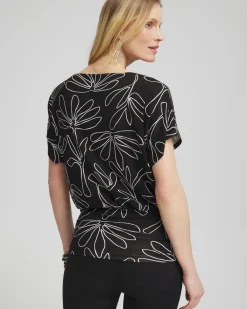 New Touch Of Cool™ Abstract Ruched Banded Hem Top Tops