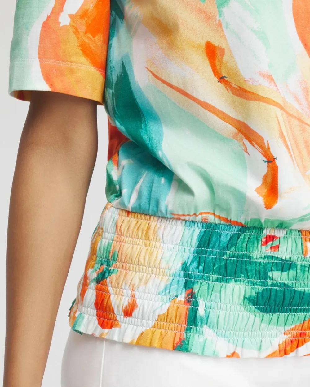 Best Sale Touch Of Cool™ Abstract Smocked Waist Tee Tops