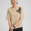 Hot Touch Of Cool™ Embellished Placed Floral Tee Tops