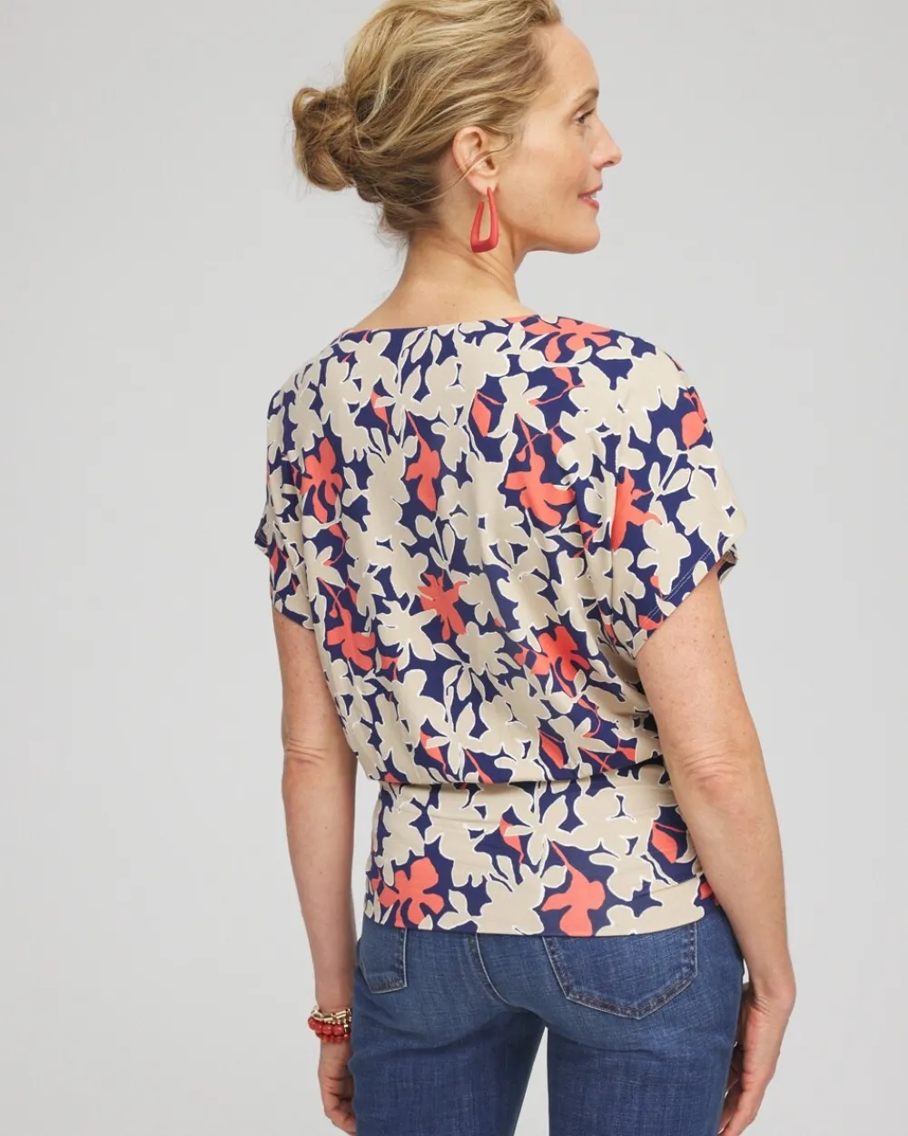 Cheap Touch Of Cool™ Floral Banded Hem Top Tops
