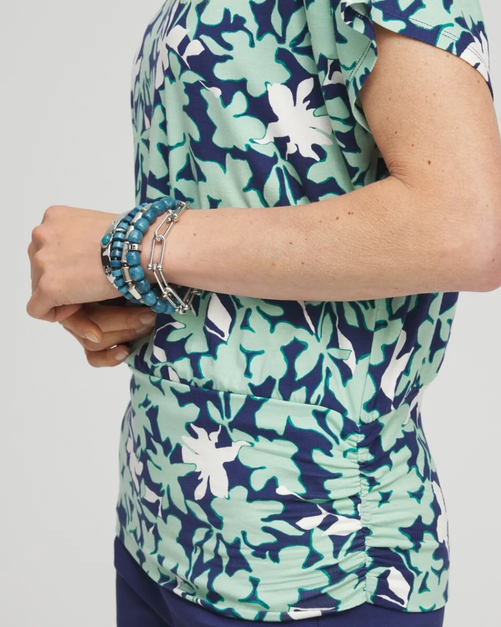 Online Touch Of Cool™ Floral Banded Hem Top Tops