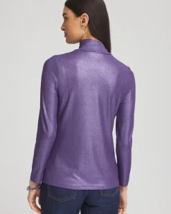 Outlet Touch Of Cool™ Foil Mock Neck Layering Tee Tops