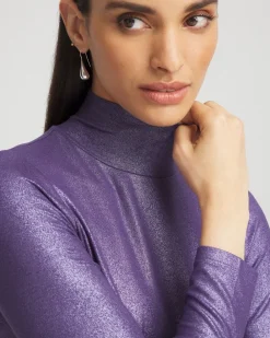 Outlet Touch Of Cool™ Foil Mock Neck Layering Tee Tops