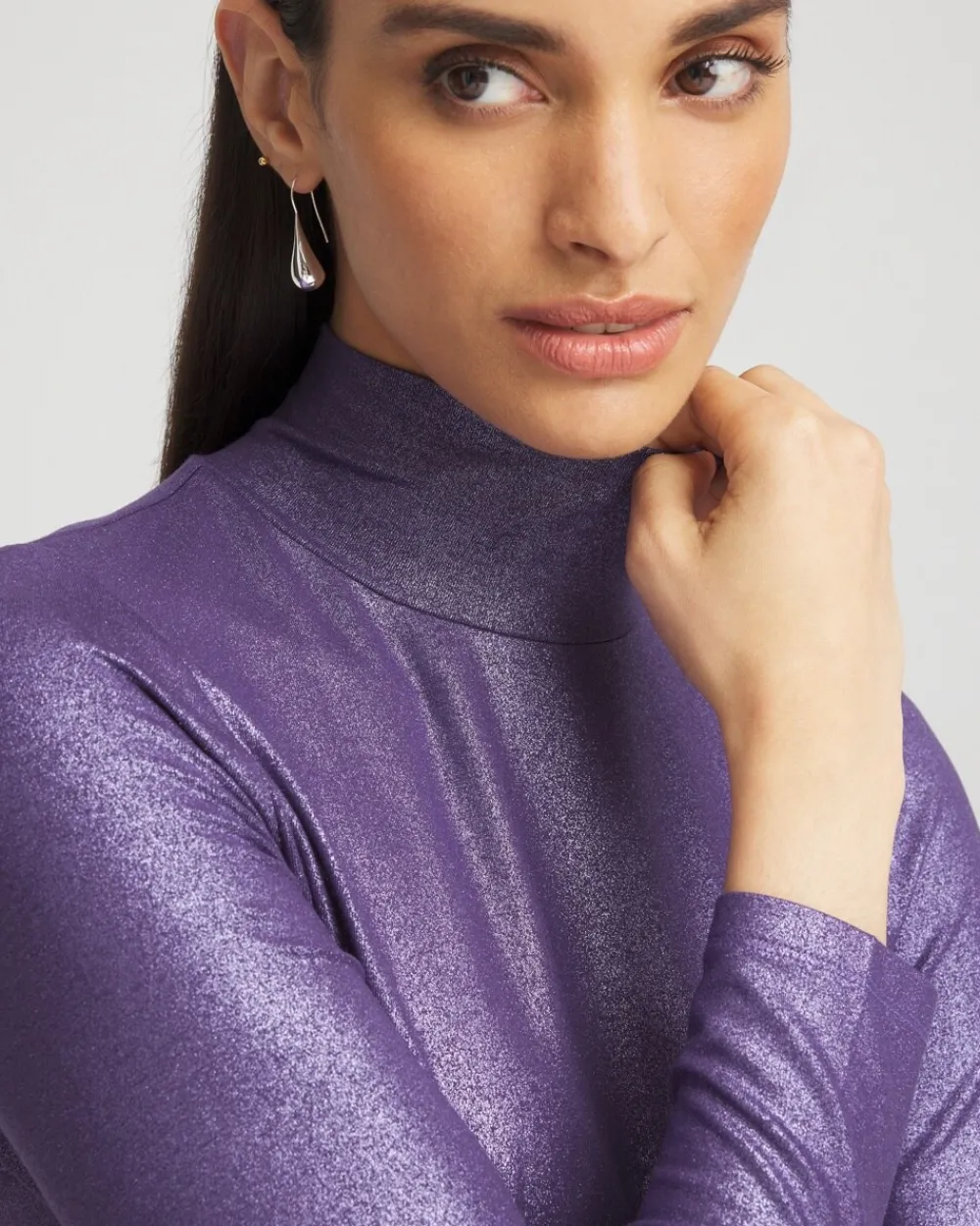 Outlet Touch Of Cool™ Foil Mock Neck Layering Tee Tops