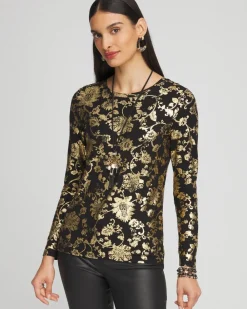 Outlet Touch Of Cool™ Foiled Floral Layering Tee Tops | Tees