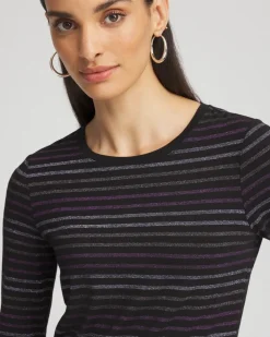 Shop Touch Of Cool™ Lurex Stripe Long Sleeve Layering Tee Tops