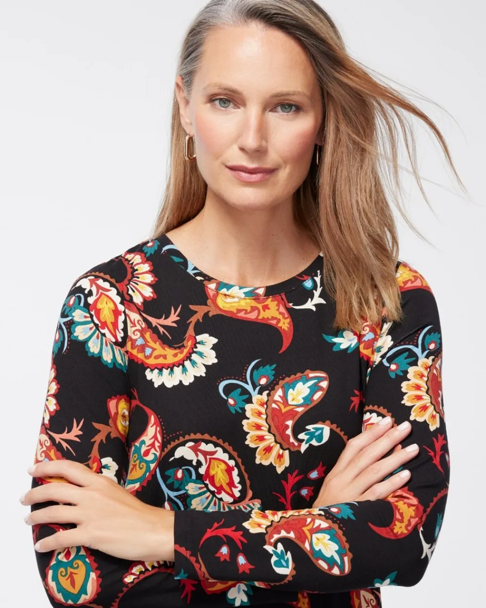 Outlet Touch Of Cool Multi Paisley Layering Tee Tops