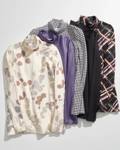 Sale Touch Of Cool™ Plaid Mock Neck Layering Tee Tops