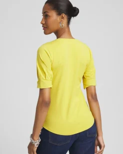 Cheap Touch Of Cool™ Pleated Roll Cuff Tee Tops