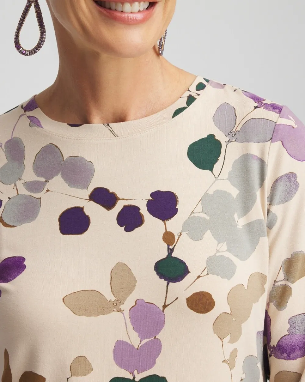 Clearance Touch Of Cool™ Sprig Dot Long Sleeve Layering Tee Tops