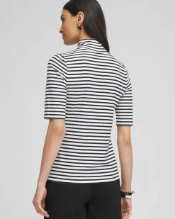 Sale Touch Of Cool™ Stripe Mock Neck Tee Tops