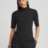 Discount Touch Of Cool™ Studded Mock-Neck Tee Tops