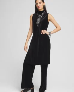 Cheap Travelers™ Maxi Mock-Neck Velvet Tunic Tops