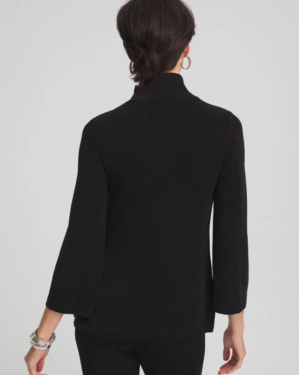 Cheap Travelers™ Mock Neck Diamond Button Tunic Tops