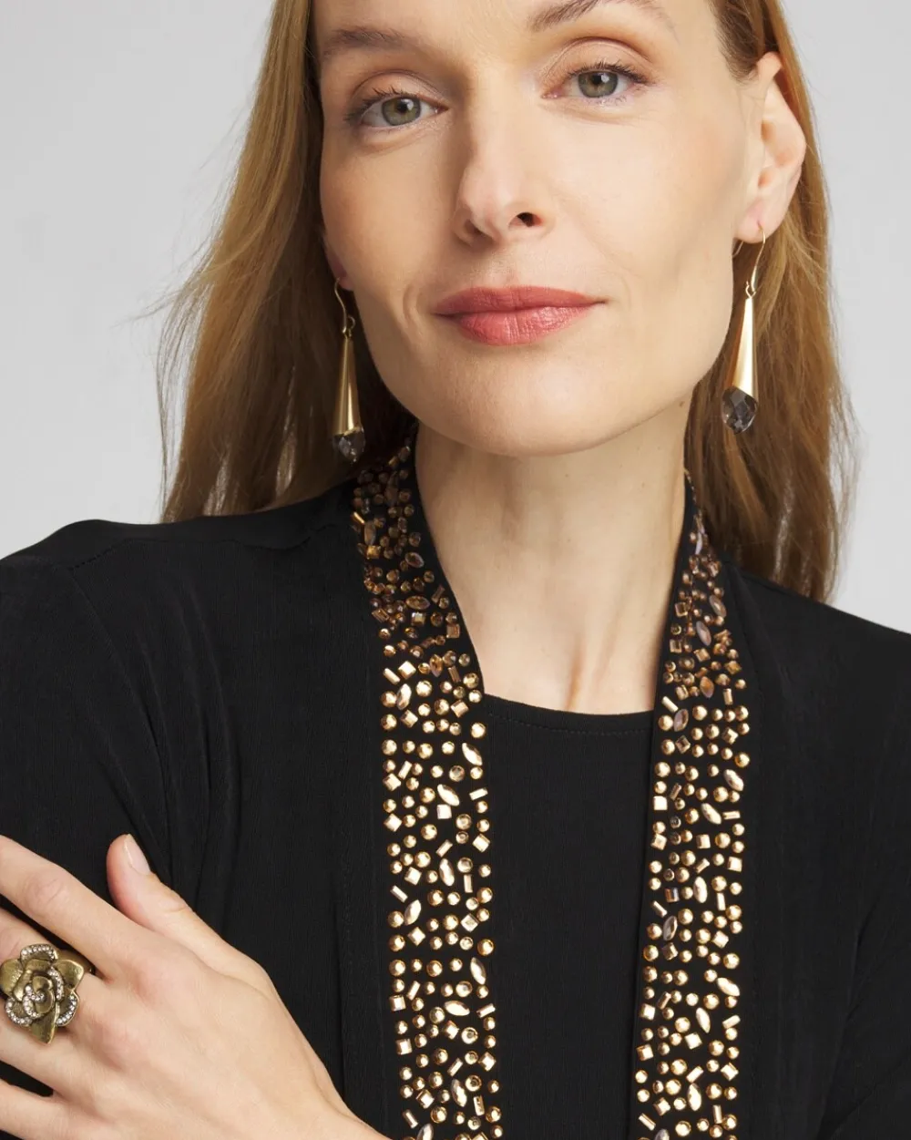 Fashion Travelers™ Rhinestone Embellished Cardigan Jackets & Coats