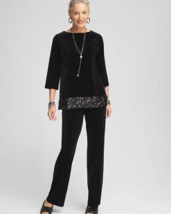 Outlet Travelers™ Velvet Sequin Tunic Tops