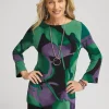 Online Travelers™ Watercolor Bell Sleeve Tunic Tops