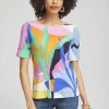 Clearance Tropical Bateau Neck Tee Tops