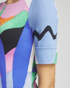 Clearance Tropical Bateau Neck Tee Tops