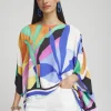 Cheap Tropical Border Stripe Poncho Tops