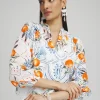 Cheap Tropical Eyelet Sleeve Shirt Tops