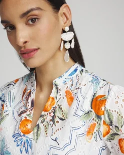 Cheap Tropical Eyelet Sleeve Shirt Tops
