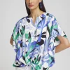 Best Sale Tropical Satin Tie-Front Tunic Tops