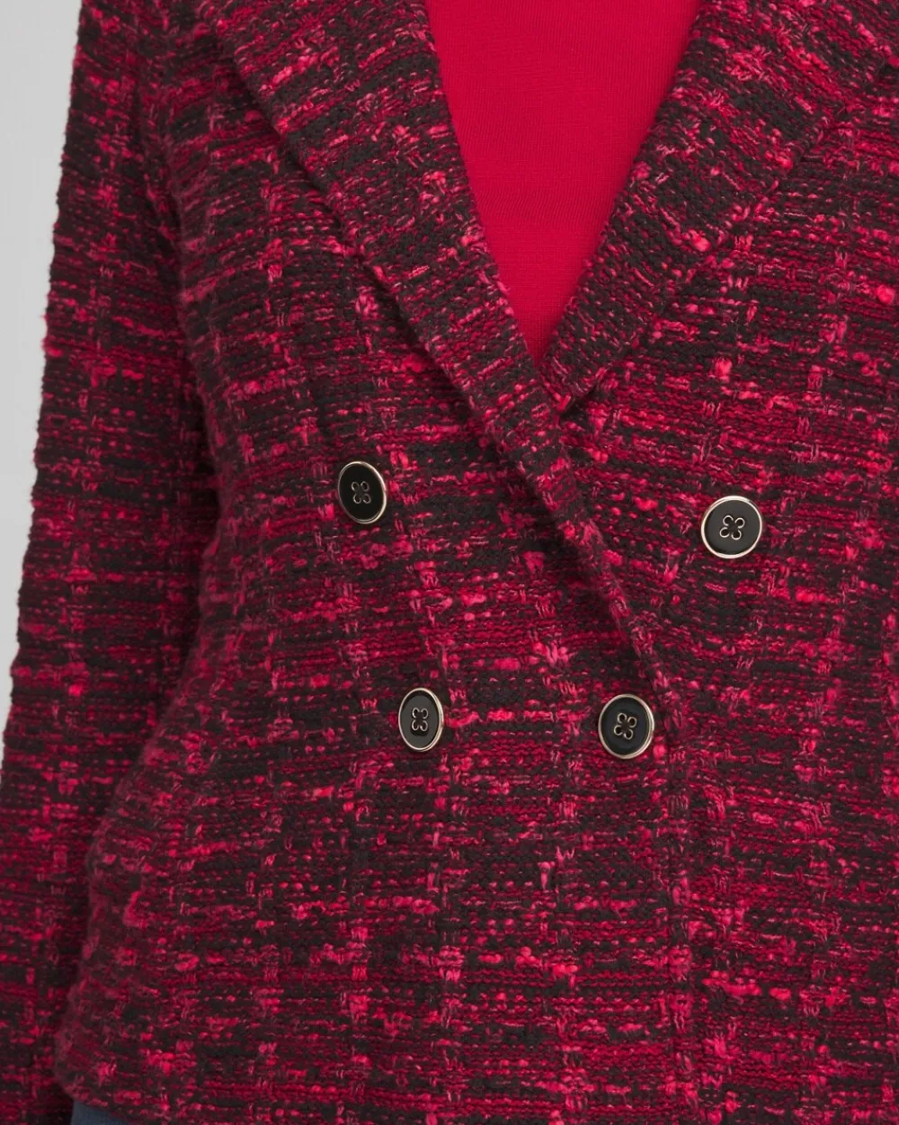 Best Sale Tweed Double-Breasted Sweater Blazer Jackets & Coats
