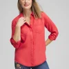 Hot Twill Fringe Hem Shirt Tops