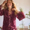 Hot Velvet Blouson Sleeve Blouse Tops | Blouses & Shirts